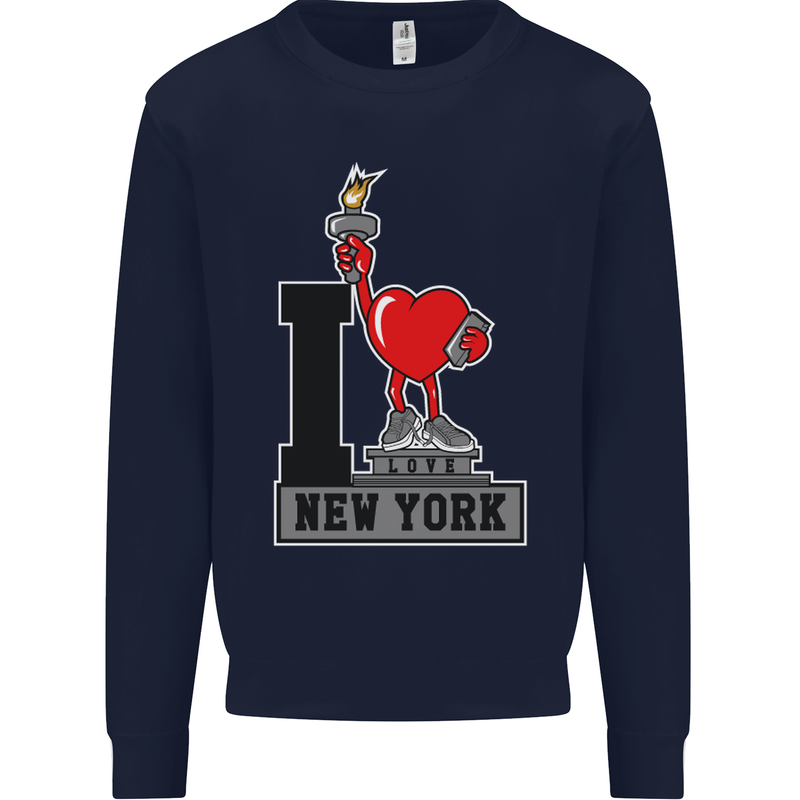I Love (Heart) New York Mens Sweatshirt Jumper Navy Blue