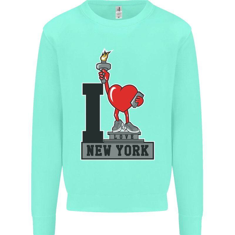 I Love (Heart) New York Mens Sweatshirt Jumper Peppermint