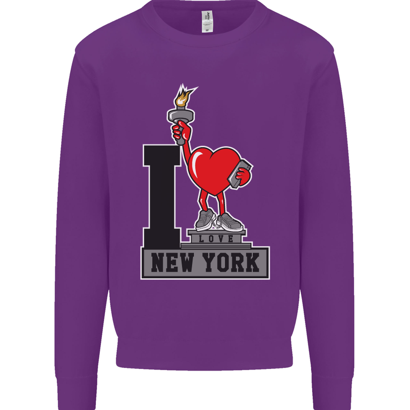 I Love (Heart) New York Mens Sweatshirt Jumper Purple