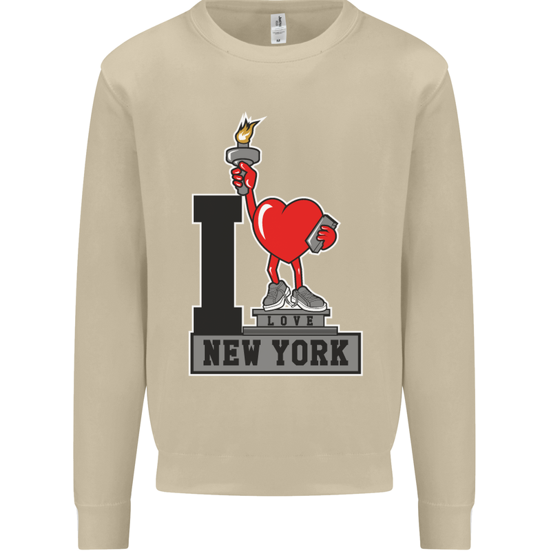 I Love (Heart) New York Mens Sweatshirt Jumper Sand