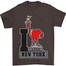 I Love (Heart) New York Mens T-Shirt Cotton Gildan Dark Chocolate
