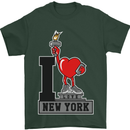 I Love (Heart) New York Mens T-Shirt Cotton Gildan Forest Green