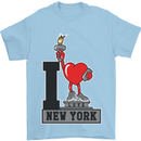 I Love (Heart) New York Mens T-Shirt Cotton Gildan Light Blue