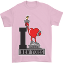 I Love (Heart) New York Mens T-Shirt Cotton Gildan Light Pink