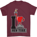 I Love (Heart) New York Mens T-Shirt Cotton Gildan Maroon