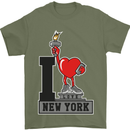 I Love (Heart) New York Mens T-Shirt Cotton Gildan Military Green