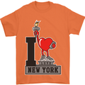 I Love (Heart) New York Mens T-Shirt Cotton Gildan Orange