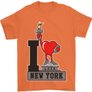 I Love (Heart) New York Mens T-Shirt Cotton Gildan Orange
