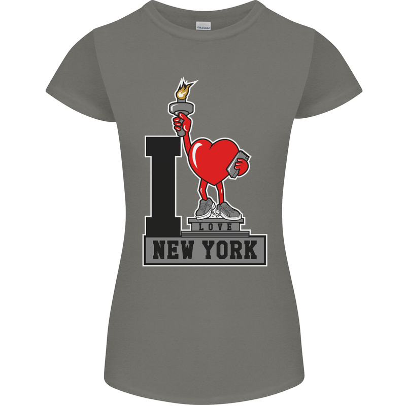 I Love (Heart) New York Womens Petite Cut T-Shirt Charcoal