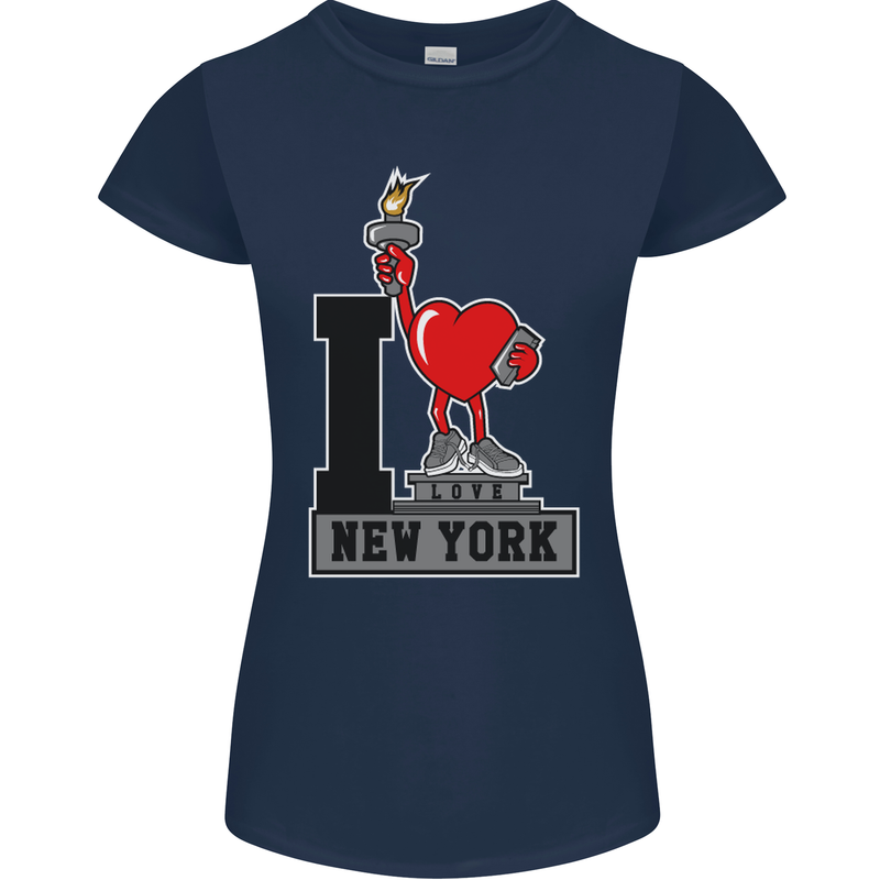 I Love (Heart) New York Womens Petite Cut T-Shirt Navy Blue