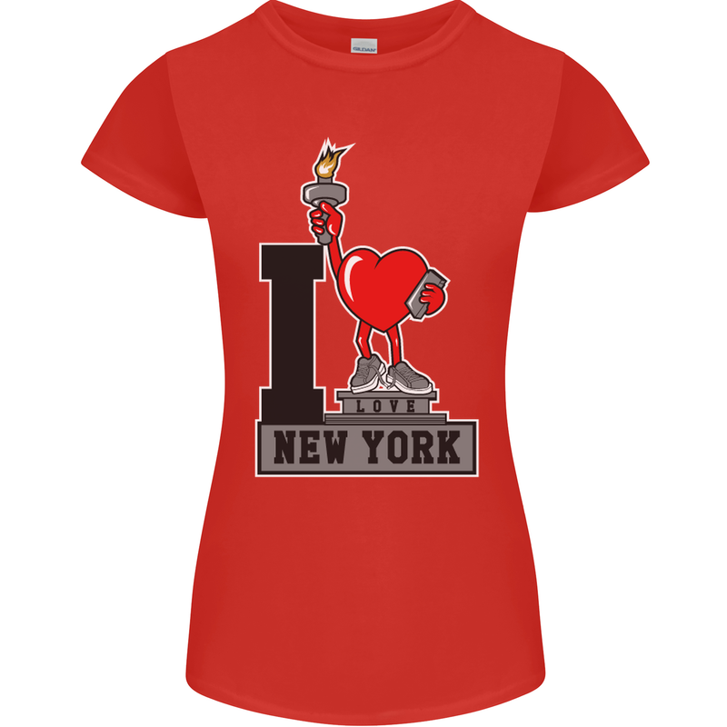 I Love (Heart) New York Womens Petite Cut T-Shirt Red