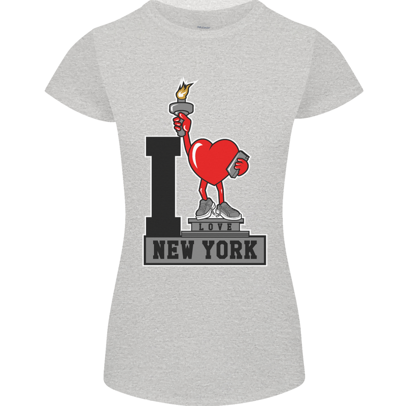 I Love (Heart) New York Womens Petite Cut T-Shirt Sports Grey