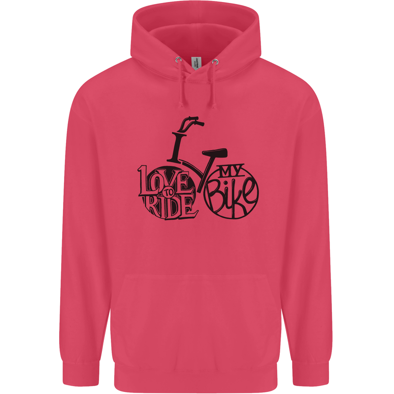 I Love to Ride My Bike Cycling Funny Childrens Kids Hoodie Heliconia
