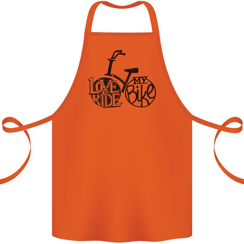 I Love to Ride My Bike Cycling Funny Cotton Apron 100% Organic Orange