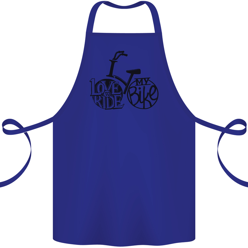 I Love to Ride My Bike Cycling Funny Cotton Apron 100% Organic Royal Blue