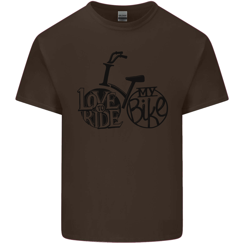 I Love to Ride My Bike Cycling Funny Kids T-Shirt Childrens Chocolate