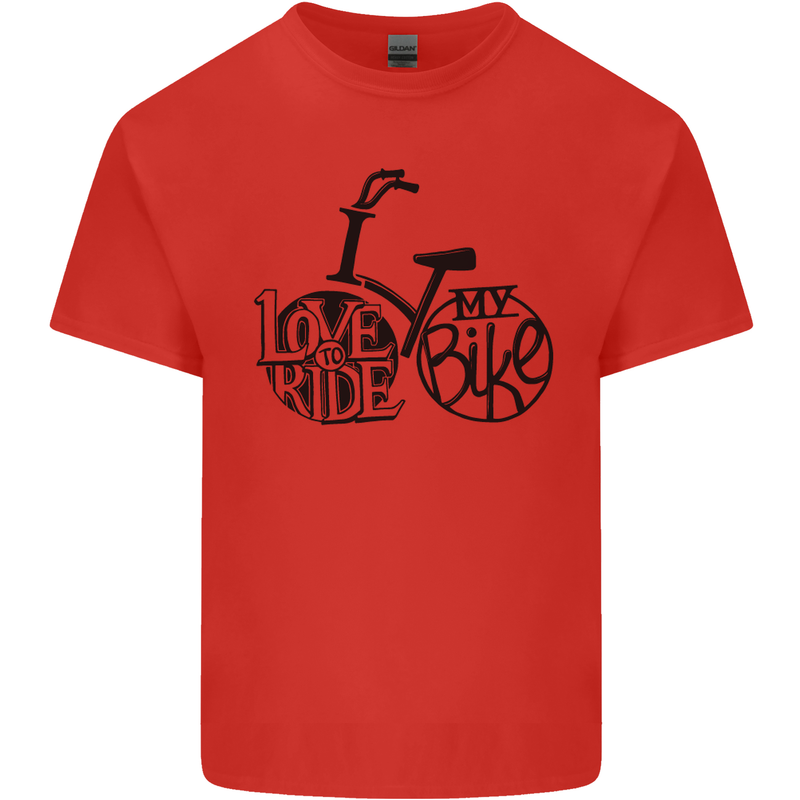 I Love to Ride My Bike Cycling Funny Kids T-Shirt Childrens Red