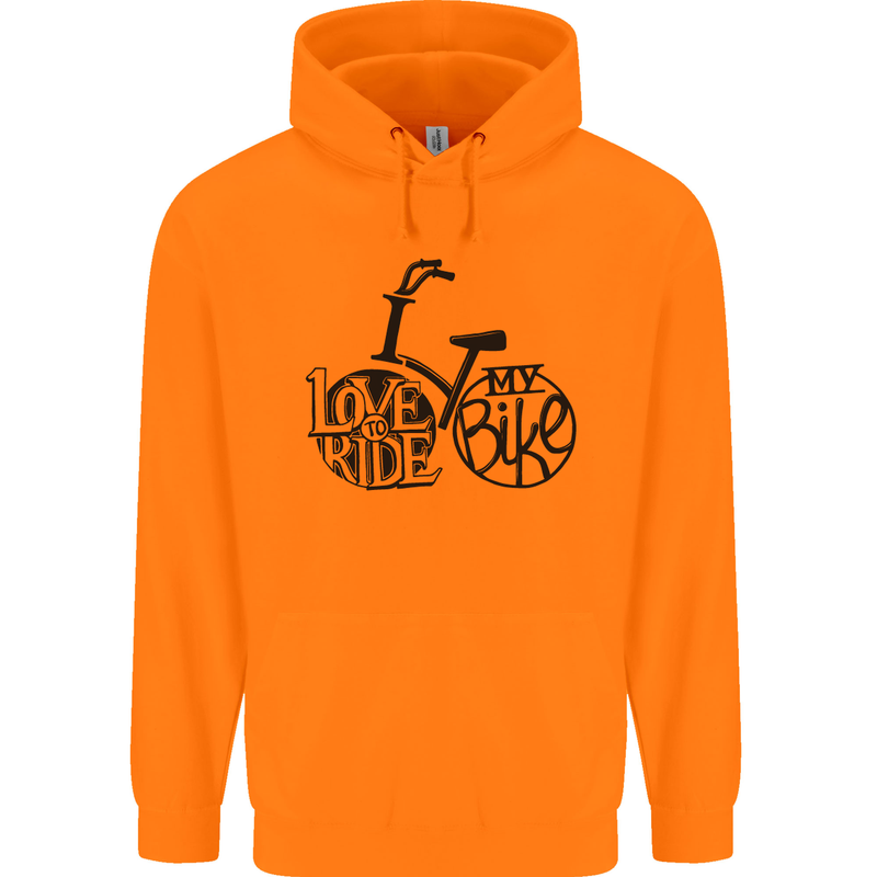 I Love to Ride My Bike Cycling Funny Mens 80% Cotton Hoodie Orange