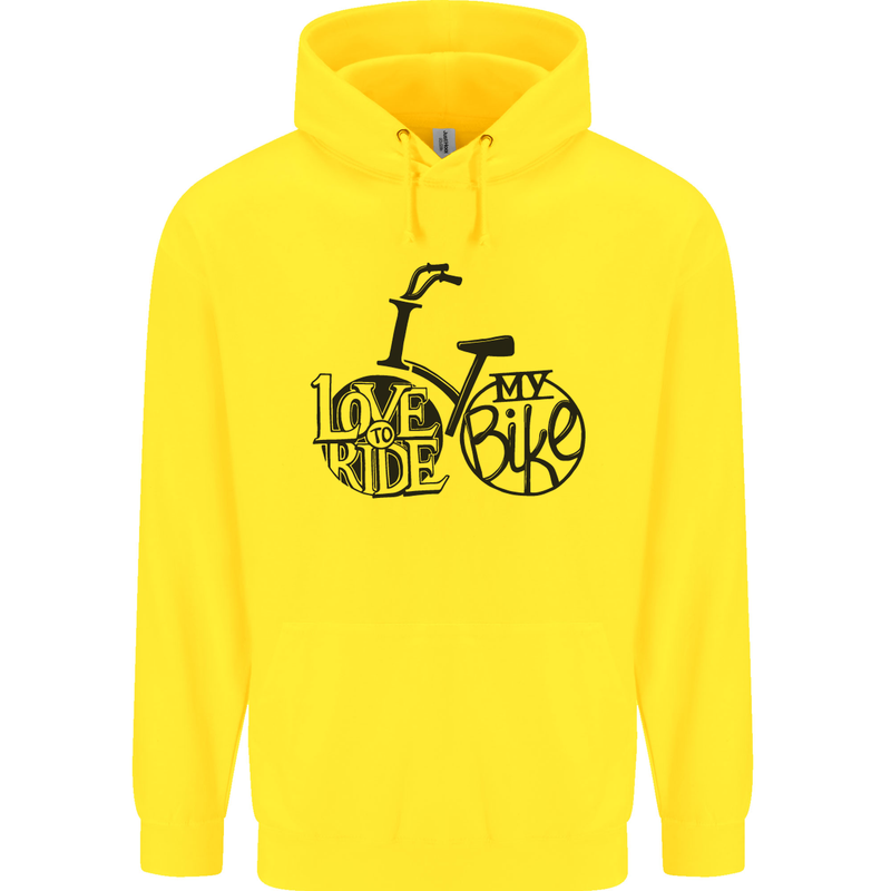 I Love to Ride My Bike Cycling Funny Mens 80% Cotton Hoodie Yellow