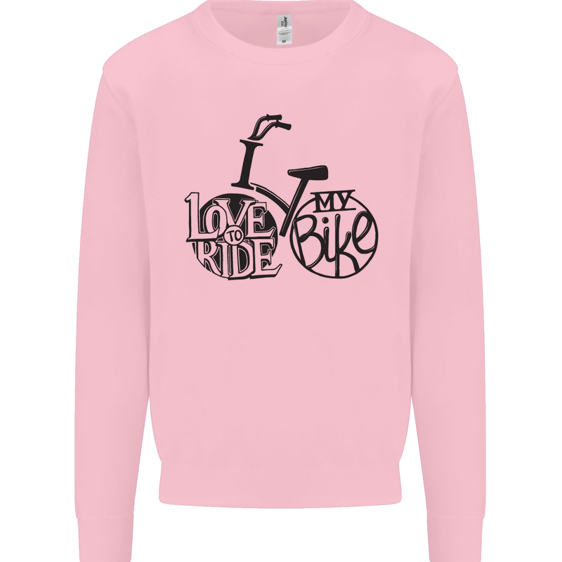 I Love to Ride My Bike Cycling Funny Mens Sweatshirt Jumper Light Pink