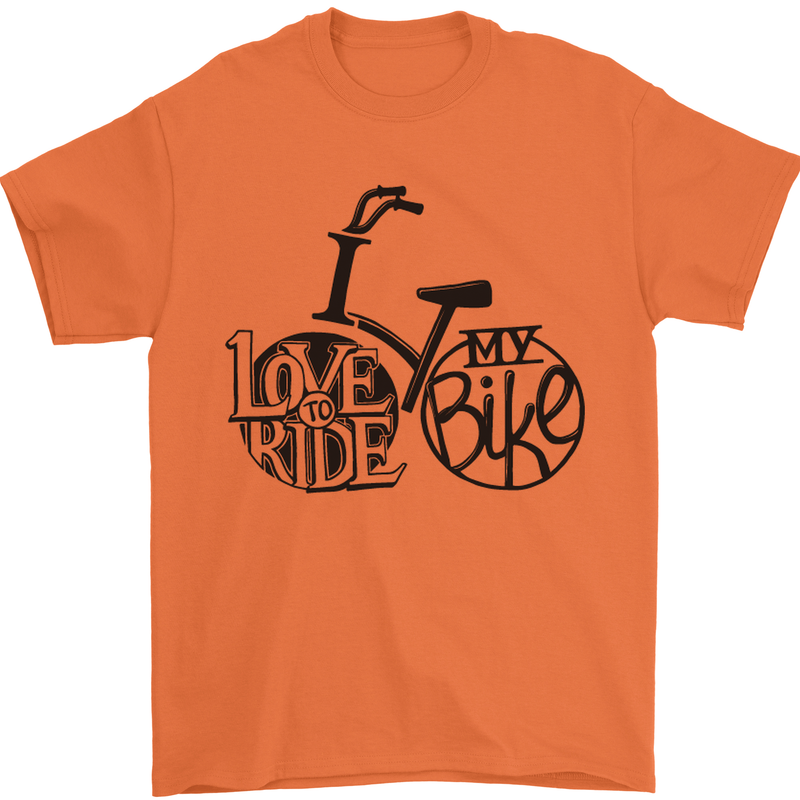 I Love to Ride My Bike Cycling Funny Mens T-Shirt Cotton Gildan Orange