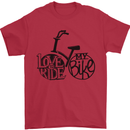 I Love to Ride My Bike Cycling Funny Mens T-Shirt Cotton Gildan Red