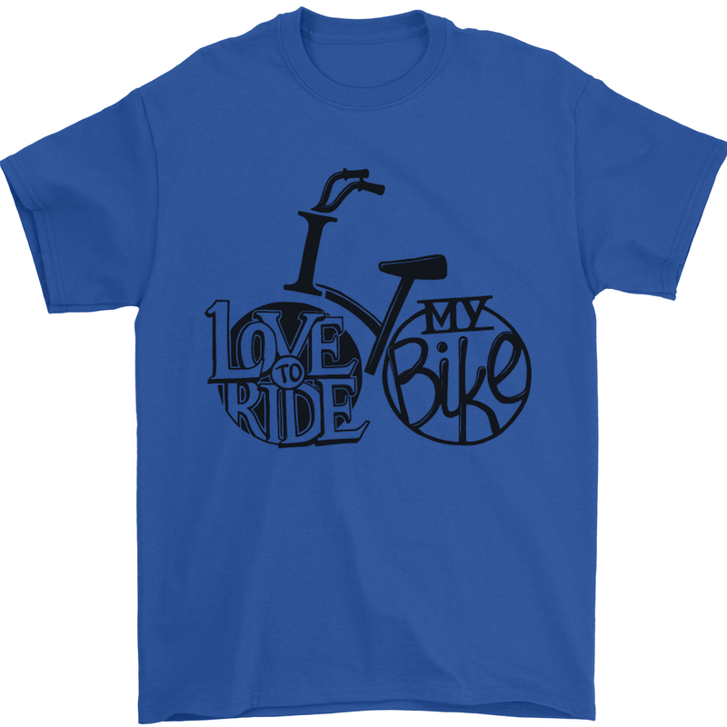 I Love to Ride My Bike Cycling Funny Mens T-Shirt Cotton Gildan Royal Blue