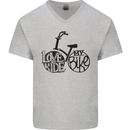 I Love to Ride My Bike Cycling Funny Mens V-Neck Cotton T-Shirt Sports Grey