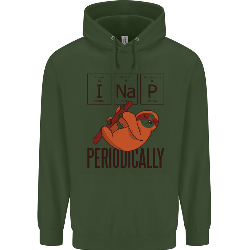 I Nap Funny Periodic Table Sloth Geek Sleep Childrens Kids Hoodie Forest Green