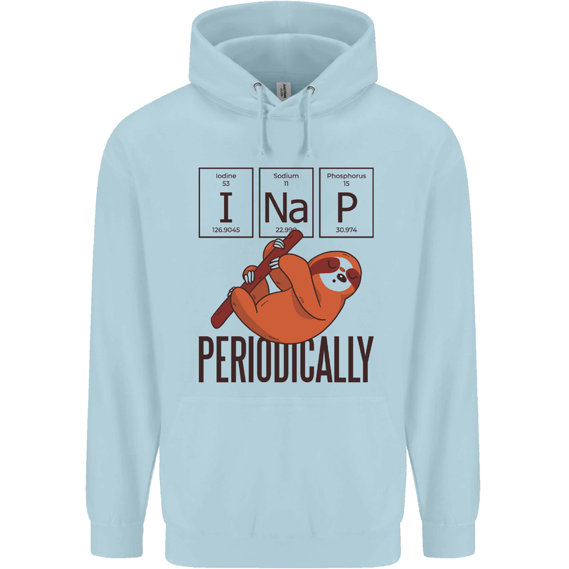 I Nap Funny Periodic Table Sloth Geek Sleep Childrens Kids Hoodie Light Blue