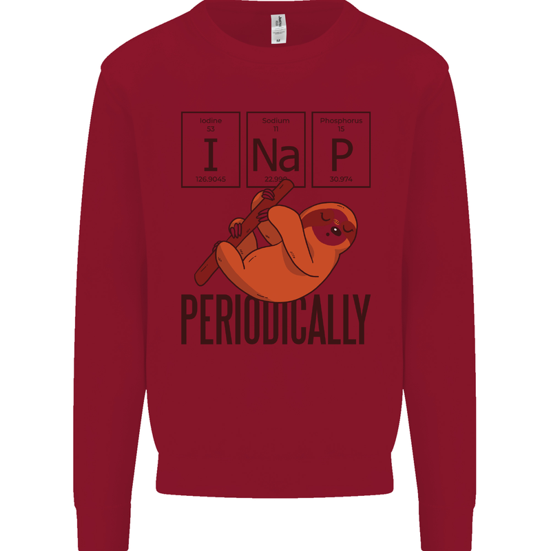 I Nap Funny Periodic Table Sloth Geek Sleep Kids Sweatshirt Jumper Red