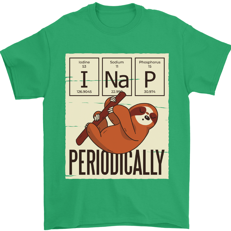 I Nap Funny Periodic Table Sloth Geek Sleep Mens T-Shirt Cotton Gildan Irish Green