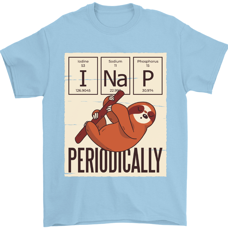 I Nap Funny Periodic Table Sloth Geek Sleep Mens T-Shirt Cotton Gildan Light Blue