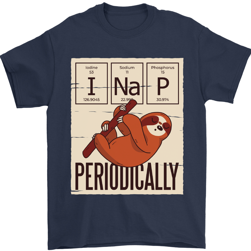 I Nap Funny Periodic Table Sloth Geek Sleep Mens T-Shirt Cotton Gildan Navy Blue