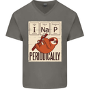 I Nap Funny Periodic Table Sloth Geek Sleep Mens V-Neck Cotton T-Shirt Charcoal