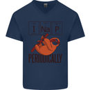 I Nap Funny Periodic Table Sloth Geek Sleep Mens V-Neck Cotton T-Shirt Navy Blue