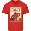 I Nap Funny Periodic Table Sloth Geek Sleep Mens V-Neck Cotton T-Shirt Red
