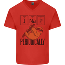 I Nap Funny Periodic Table Sloth Geek Sleep Mens V-Neck Cotton T-Shirt Red