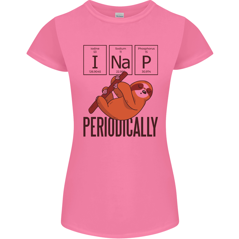 I Nap Funny Periodic Table Sloth Geek Sleep Womens Petite Cut T-Shirt Azalea