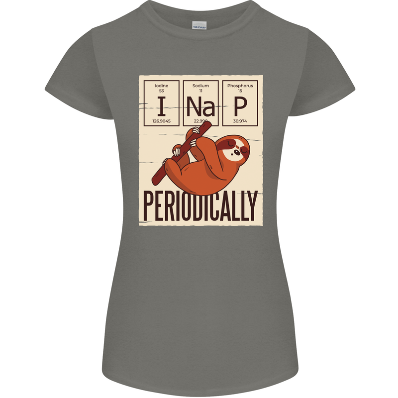 I Nap Funny Periodic Table Sloth Geek Sleep Womens Petite Cut T-Shirt Charcoal