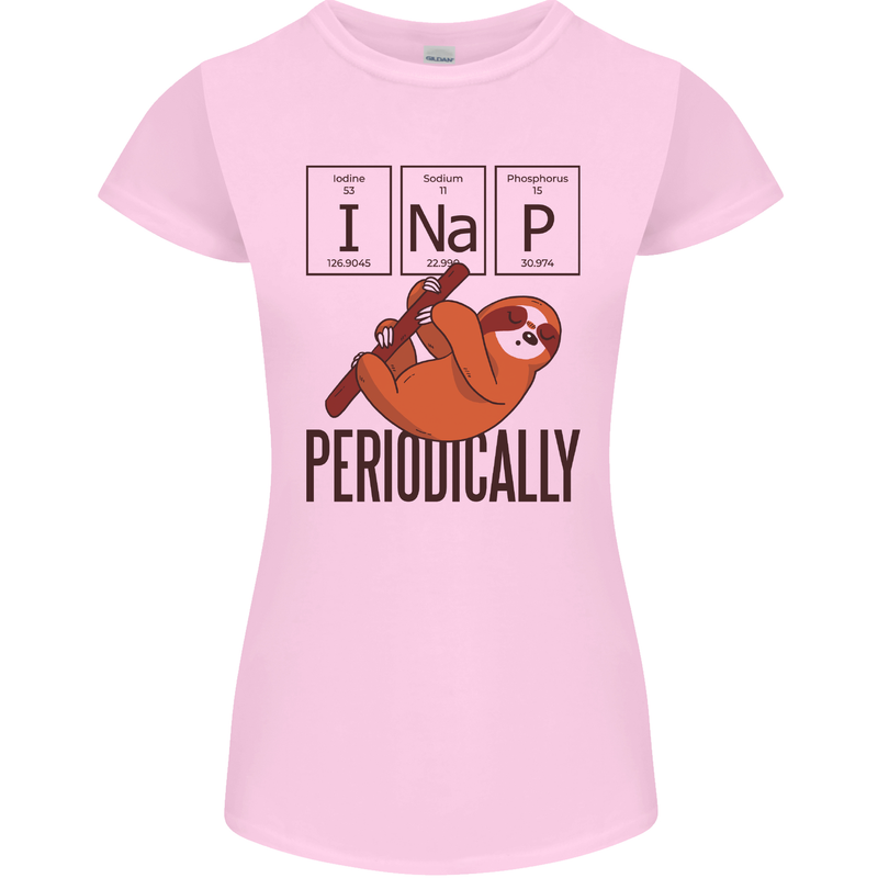 I Nap Funny Periodic Table Sloth Geek Sleep Womens Petite Cut T-Shirt Light Pink