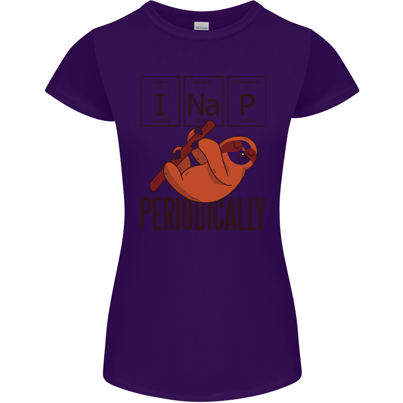 I Nap Funny Periodic Table Sloth Geek Sleep Womens Petite Cut T-Shirt Purple