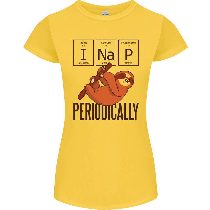 I Nap Funny Periodic Table Sloth Geek Sleep Womens Petite Cut T-Shirt Yellow
