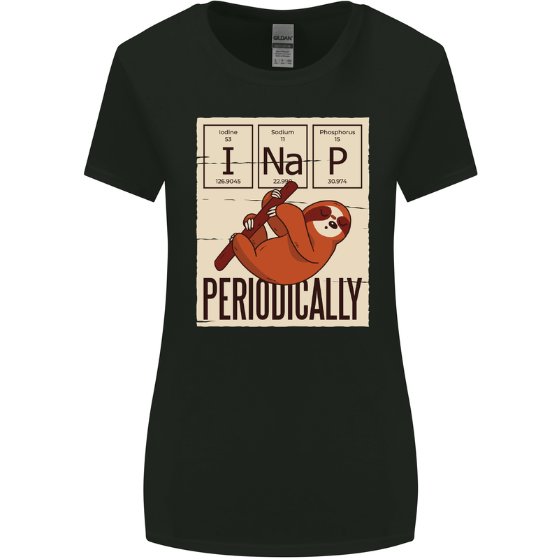 I Nap Funny Periodic Table Sloth Geek Sleep Womens Wider Cut T-Shirt Black