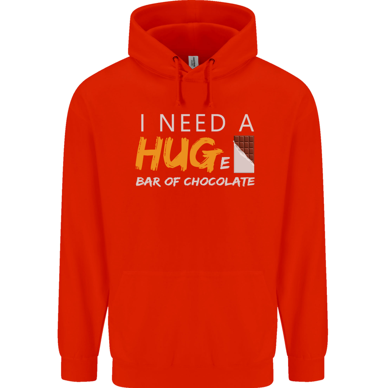 I Need a Huge Bar of Chocolate Mens 80% Cotton Hoodie Bright Red