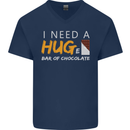 I Need a Huge Bar of Chocolate Mens V-Neck Cotton T-Shirt Navy Blue
