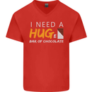 I Need a Huge Bar of Chocolate Mens V-Neck Cotton T-Shirt Red
