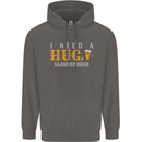 I Need a Huge Glass of Beer Funny Alcohol Mens 80% Cotton Hoodie Charcoal