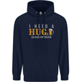 I Need a Huge Glass of Beer Funny Alcohol Mens 80% Cotton Hoodie Navy Blue