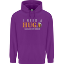 I Need a Huge Glass of Beer Funny Alcohol Mens 80% Cotton Hoodie Purple
